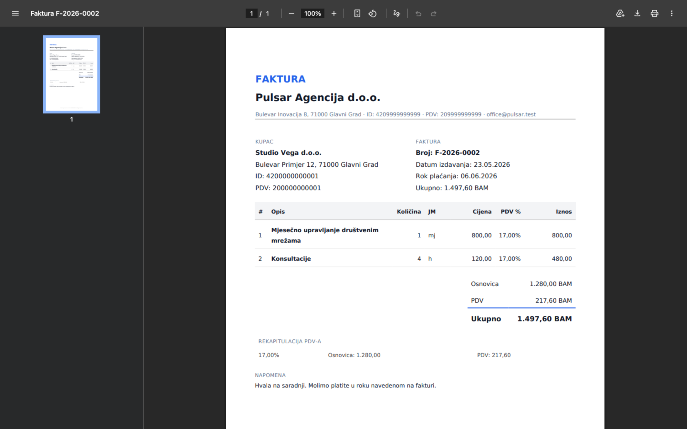 Brendiran, fiskalno ispravan PDF fakture